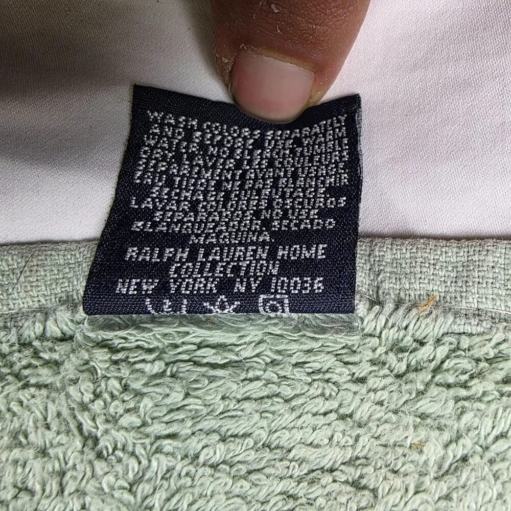 Vintage Ralph Lauren Green 100% Cotton Towel Plush Soft Absorbent Made In USA